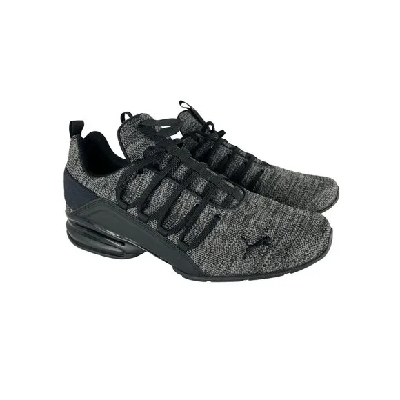 Puma Men’s Athletic Sneakers US 11.5 Gray Knit Lace-Up Running Shoes